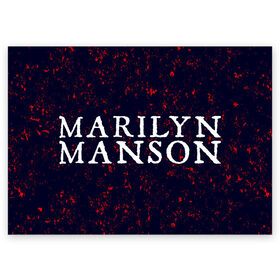 Поздравительная открытка с принтом MARILYN MANSON / М. МЭНСОН в Кировске, 100% бумага | плотность бумаги 280 г/м2, матовая, на обратной стороне линовка и место для марки
 | logo | manson | marilyn | music | rock | группа | лого | логотип | логотипы | менсон | мерилин | мерлин | музыка | мэнсон | мэрилин | рок | символ