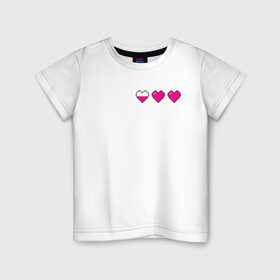 Детская футболка хлопок с принтом Здоровье pixel в Кировске, 100% хлопок | круглый вырез горловины, полуприлегающий силуэт, длина до линии бедер | heart | heart pixel | здоровье | здоровье pixel | пиксельное сердце | пиксельные сердца | сердечко | сердечко пиксель | сердце | сердце пиксель