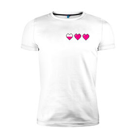 Мужская футболка хлопок Slim с принтом Здоровье pixel в Кировске, 92% хлопок, 8% лайкра | приталенный силуэт, круглый вырез ворота, длина до линии бедра, короткий рукав | heart | heart pixel | здоровье | здоровье pixel | пиксельное сердце | пиксельные сердца | сердечко | сердечко пиксель | сердце | сердце пиксель