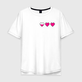 Мужская футболка хлопок Oversize с принтом Здоровье pixel в Кировске, 100% хлопок | свободный крой, круглый ворот, “спинка” длиннее передней части | heart | heart pixel | здоровье | здоровье pixel | пиксельное сердце | пиксельные сердца | сердечко | сердечко пиксель | сердце | сердце пиксель