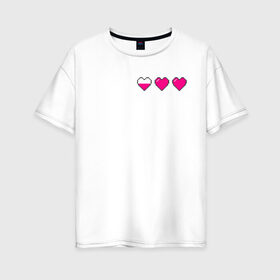 Женская футболка хлопок Oversize с принтом Здоровье pixel в Кировске, 100% хлопок | свободный крой, круглый ворот, спущенный рукав, длина до линии бедер
 | heart | heart pixel | здоровье | здоровье pixel | пиксельное сердце | пиксельные сердца | сердечко | сердечко пиксель | сердце | сердце пиксель
