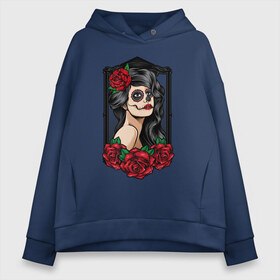 Женское худи Oversize хлопок с принтом Santa Muerte в Кировске, френч-терри — 70% хлопок, 30% полиэстер. Мягкий теплый начес внутри —100% хлопок | боковые карманы, эластичные манжеты и нижняя кромка, капюшон на магнитной кнопке | Тематика изображения на принте: calavera | muerte | santa | santa muerte | калавера | мексиканская вечеринка | муэрте | муэрто | санта муэрте