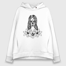 Женское худи Oversize хлопок с принтом Santa Muerte в Кировске, френч-терри — 70% хлопок, 30% полиэстер. Мягкий теплый начес внутри —100% хлопок | боковые карманы, эластичные манжеты и нижняя кромка, капюшон на магнитной кнопке | calavera | muerte | santa | santa muerte | santa muerte цветы | девушка цветы | калавера | мексиканская вечеринка | муэрте | муэрто | санта муэрте | санта муэрте цветы