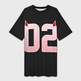 Платье-футболка 3D с принтом Порядковый номер 02 в Кировске,  |  | 002 | 02 | ahegao | anime | darling | franx | franxx | girl | girls | in | senpai | the | two | waifu | zero | zerotwo | аниме | ахегао | вайфу | девушка | семпай | сенпай | тян