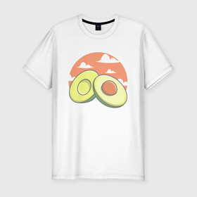 Мужская футболка хлопок Slim с принтом Avocado в Кировске, 92% хлопок, 8% лайкра | приталенный силуэт, круглый вырез ворота, длина до линии бедра, короткий рукав | Тематика изображения на принте: avocado | avokado | kawai | kawaii | авакадо | авокадо | каваи | кавай | кавайи | кавайный | милые создания | мимими | мимишный | облака | облако | овокадо | персея | растения | рисунок | фрукт | фрукты