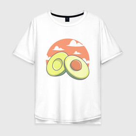 Мужская футболка хлопок Oversize с принтом Avocado в Кировске, 100% хлопок | свободный крой, круглый ворот, “спинка” длиннее передней части | Тематика изображения на принте: avocado | avokado | kawai | kawaii | авакадо | авокадо | каваи | кавай | кавайи | кавайный | милые создания | мимими | мимишный | облака | облако | овокадо | персея | растения | рисунок | фрукт | фрукты