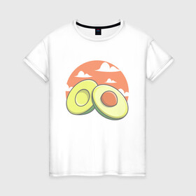 Женская футболка хлопок с принтом Avocado в Кировске, 100% хлопок | прямой крой, круглый вырез горловины, длина до линии бедер, слегка спущенное плечо | avocado | avokado | kawai | kawaii | авакадо | авокадо | каваи | кавай | кавайи | кавайный | милые создания | мимими | мимишный | облака | облако | овокадо | персея | растения | рисунок | фрукт | фрукты
