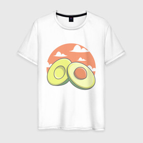 Мужская футболка хлопок с принтом Avocado в Кировске, 100% хлопок | прямой крой, круглый вырез горловины, длина до линии бедер, слегка спущенное плечо. | Тематика изображения на принте: avocado | avokado | kawai | kawaii | авакадо | авокадо | каваи | кавай | кавайи | кавайный | милые создания | мимими | мимишный | облака | облако | овокадо | персея | растения | рисунок | фрукт | фрукты