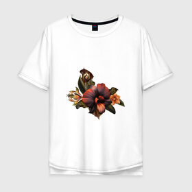 Мужская футболка хлопок Oversize с принтом Цветок в Кировске, 100% хлопок | свободный крой, круглый ворот, “спинка” длиннее передней части | арт | красная лилия | красная орхидея | лилия | орхидея | рисунок | цветок