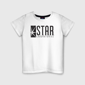 Детская футболка хлопок с принтом DS,Flash,star laboratories в Кировске, 100% хлопок | круглый вырез горловины, полуприлегающий силуэт, длина до линии бедер | Тематика изображения на принте: ds | flash | star laboratories