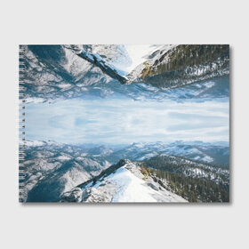 Альбом для рисования с принтом СНЕЖНЫЕ ГОРЫ ЗЕРКАЛО в Кировске, 100% бумага
 | матовая бумага, плотность 200 мг. | Тематика изображения на принте: mountain | альпы | в горах | вечер | вид | гора | горные | горы | закат | зима | красивый | лето | лыжи | пейзаж | природа | снег | снежные | сноуборд