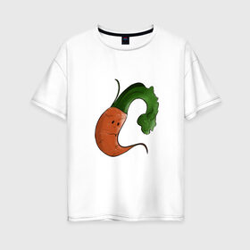 Женская футболка хлопок Oversize с принтом Грустная морковка в Кировске, 100% хлопок | свободный крой, круглый ворот, спущенный рукав, длина до линии бедер
 | грусть | еда | морковка | эмоции