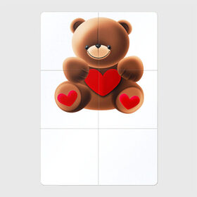 Магнитный плакат 2Х3 с принтом Медвежонок с сердечком в Кировске, Полимерный материал с магнитным слоем | 6 деталей размером 9*9 см | love is | teddy bear | valentines day | бабушка | валентинка | влюбленные | девушке | жена | лучшая | любимая | люблю | любовь | мама | медведь | медвежата | молодожены | подарок | романтика | свадебные | свадьба