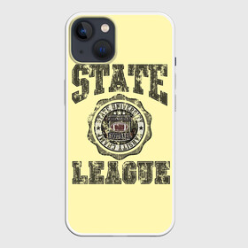 Чехол для iPhone 13 с принтом State League в Кировске,  |  | американский футбол | английский | винтаж | зож | логотип | надписи | ретро | спорт | спортивная | старый стиль | сша | текст | тренировки