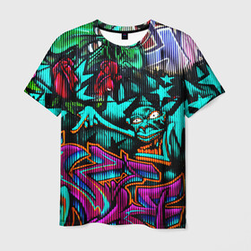 Мужская футболка 3D с принтом Граффити  в Кировске, 100% полиэфир | прямой крой, круглый вырез горловины, длина до линии бедер | art | graffiti | neon | streetart | абстракция | арт | граффити | искусство | неон | неоновый арт | стритарт
