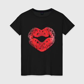 Женская футболка хлопок с принтом Sexy 1-19 в Кировске, 100% хлопок | прямой крой, круглый вырез горловины, длина до линии бедер, слегка спущенное плечо | lips | влюбленным | любовь | отношения | сердца