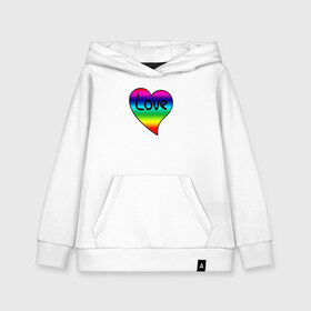 Детская толстовка хлопок с принтом Rainbow Love в Кировске, 100% хлопок | Круглый горловой вырез, эластичные манжеты, пояс, капюшен | heart | love is | love you | valentines day | бабушка | валентинка | влюбленные | девушке | жена | лучшая | любимая | люблю | любовь | мама | молодожены | подарок | радуга | радужный | романтика | свадебные | свадьба