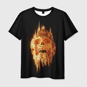 Мужская футболка 3D с принтом Golden Skull в Кировске, 100% полиэфир | прямой крой, круглый вырез горловины, длина до линии бедер | cool | cyborg | decoration | fashion | fear | ghost | haloween | head | horror | robot | skeleton | skull | technology | голова | киборг | круто | мода | призрак | робот | скелет | технологии | ужас | украшение | хеллоуин | череп