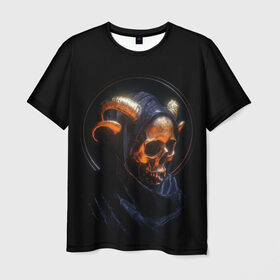 Мужская футболка 3D с принтом Golden skull | 1.1 в Кировске, 100% полиэфир | прямой крой, круглый вырез горловины, длина до линии бедер | cool | cyborg | decoration | fashion | fear | ghost | halloween | head | horror | robot | skeleton | skull | technology | голова | киборг | круто | мода | призрак | робот | скелет | технологии | ужас | украшение | хеллоуин | череп