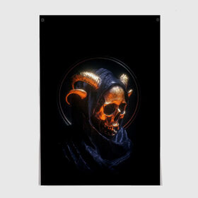 Постер с принтом Golden skull | 1.1 в Кировске, 100% бумага
 | бумага, плотность 150 мг. Матовая, но за счет высокого коэффициента гладкости имеет небольшой блеск и дает на свету блики, но в отличии от глянцевой бумаги не покрыта лаком | cool | cyborg | decoration | fashion | fear | ghost | halloween | head | horror | robot | skeleton | skull | technology | голова | киборг | круто | мода | призрак | робот | скелет | технологии | ужас | украшение | хеллоуин | череп