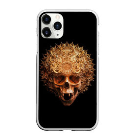 Чехол для iPhone 11 Pro Max матовый с принтом Golden skull | 1.2 в Кировске, Силикон |  | 