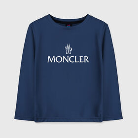 Детский лонгслив хлопок с принтом MONCLER в Кировске, 100% хлопок | круглый вырез горловины, полуприлегающий силуэт, длина до линии бедер | Тематика изображения на принте: mancler | mankler | moncler | monkler | манклер | мода | монклер | тренд | хайповый | шмот