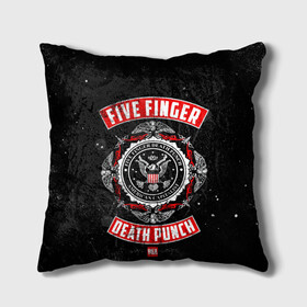 Подушка 3D с принтом Five Finger Death Punch в Кировске, наволочка – 100% полиэстер, наполнитель – холлофайбер (легкий наполнитель, не вызывает аллергию). | состоит из подушки и наволочки. Наволочка на молнии, легко снимается для стирки | Тематика изображения на принте: 5fdp | ffdp | five finger death punch | metal | группы | метал | музыка | рок