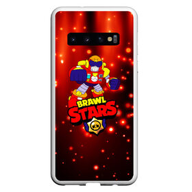 Чехол для Samsung Galaxy S10 с принтом Brawl Stars/Surge в Кировске, Силикон | Область печати: задняя сторона чехла, без боковых панелей | Тематика изображения на принте: bibi | crow | kolette | leon | nita | sandy | surge | volt | бравл старс | вольт | герои | детям | звезда | звездные | леон | логотипы игр | мальчикам | огненный | огонь | робот | сенди | спайк | спраут | супергерои