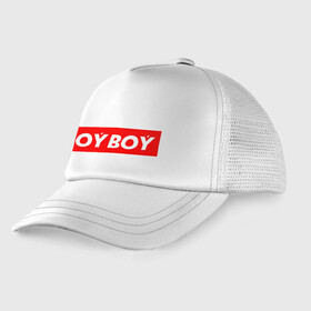 Детская кепка тракер с принтом oyboy в Кировске, Козырек - 100% хлопок. Кепка - 100% полиэстер, Задняя часть - сетка | универсальный размер, пластиковая застёжка | казахи | ойбой | сабуров | чбд | что было дальше | щербаков | юмор