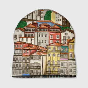 Шапка 3D с принтом Порту, Португалия, домики в Кировске, 100% полиэстер | универсальный размер, печать по всей поверхности изделия | city | old town | porto | portugal | город | город на холме | городской пейзаж | домики | оранжевые крыши | отпуск | порту | португалия | путешествие | старый город