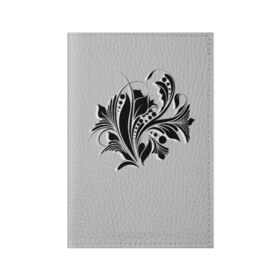 Обложка для паспорта матовая кожа с принтом Flower в Кировске, натуральная матовая кожа | размер 19,3 х 13,7 см; прозрачные пластиковые крепления | black | black and white | flower | white