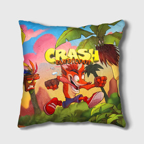 Подушка 3D с принтом Crash Bandicoot в Кировске, наволочка – 100% полиэстер, наполнитель – холлофайбер (легкий наполнитель, не вызывает аллергию). | состоит из подушки и наволочки. Наволочка на молнии, легко снимается для стирки | aku aku | crash bandicoot | бандикут | игры | крэш бандикут