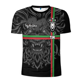 Мужская футболка 3D спортивная с принтом Таджикистан в Кировске, 100% полиэстер с улучшенными характеристиками | приталенный силуэт, круглая горловина, широкие плечи, сужается к линии бедра | crown | flag | king | lion | republic | tajikistan | король | корона | лев | республика | таджикистан | флаг | царь