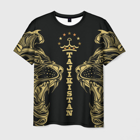 Мужская футболка 3D с принтом Таджикистан в Кировске, 100% полиэфир | прямой крой, круглый вырез горловины, длина до линии бедер | crown | golden | king | lion | republic | tajikistan | золотой | король | корона | лев | республика | таджикистан | царь