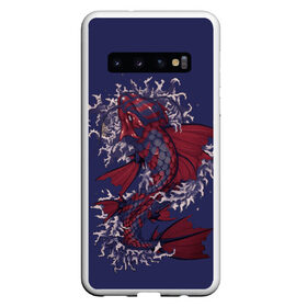 Чехол для Samsung Galaxy S10 с принтом Рыбка дракон в Кировске, Силикон | Область печати: задняя сторона чехла, без боковых панелей | капельки | красивая рыбка | рыбы | тату рыбка. | японская рыба
