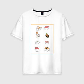 Женская футболка хлопок Oversize с принтом NEON RETRO CITY в Кировске, 100% хлопок | свободный крой, круглый ворот, спущенный рукав, длина до линии бедер
 | kawaii | sushi | еда | мило | суши