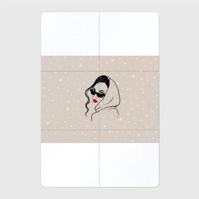 Магнитный плакат 2Х3 с принтом Модная девушка в очках в Кировске, Полимерный материал с магнитным слоем | 6 деталей размером 9*9 см | Тематика изображения на принте: беж | брюнетка | гламур | девушка | красота | лицо | мода | очки | помада