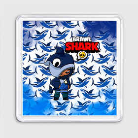 Магнит 55*55 с принтом BRAWL STARS SHARK. в Кировске, Пластик | Размер: 65*65 мм; Размер печати: 55*55 мм | 8 bit | brawl stars | colette | crow | gale | leon | max | mecha | mecha crow | mr.p | sally leon | shark | tara | virus 8 bit | werewolf leon | акула | берли | бравл старс | ворон | коллет | макс | оборотень