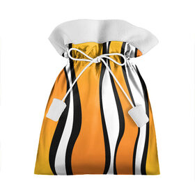 Подарочный 3D мешок с принтом полосы, линии, волны, в Кировске, 100% полиэстер | Размер: 29*39 см | абстракция | белые | вертикальное | волны | линии | оранжевые | полосы | черные