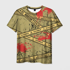 Мужская футболка 3D с принтом Danger в Кировске, 100% полиэфир | прямой крой, круглый вырез горловины, длина до линии бедер | знак | опасность | осторожно | праздник | стоп | хэллоуин