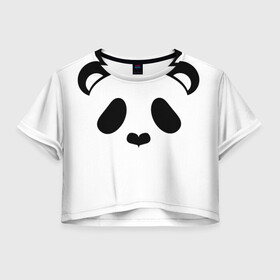 Женская футболка Crop-top 3D с принтом Panda в Кировске, 100% полиэстер | круглая горловина, длина футболки до линии талии, рукава с отворотами | panda | животные | медведь | мишка | панда