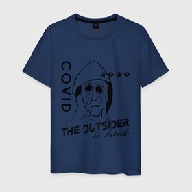 Мужская футболка хлопок с принтом The outsider - covid 2020 в Кировске, 100% хлопок | прямой крой, круглый вырез горловины, длина до линии бедер, слегка спущенное плечо. | 2020 | covid | stephen king | the outsider | аутсайдер | ковид | стивен кинг | чужак | чужой