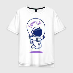 Мужская футболка хлопок Oversize с принтом SpaceX в Кировске, 100% хлопок | свободный крой, круглый ворот, “спинка” длиннее передней части | astronaut | space | spacesuit | космонавт | космос | скафандр
