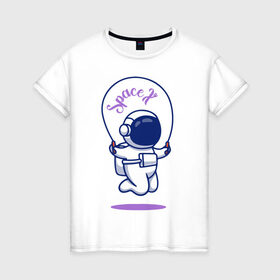 Женская футболка хлопок с принтом SpaceX в Кировске, 100% хлопок | прямой крой, круглый вырез горловины, длина до линии бедер, слегка спущенное плечо | astronaut | space | spacesuit | космонавт | космос | скафандр