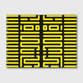 Альбом для рисования с принтом полосы, линии, узор, в Кировске, 100% бумага
 | матовая бумага, плотность 200 мг. | жёлтый | киберпанк | линии | орнамент | полосы | узор | футуризм