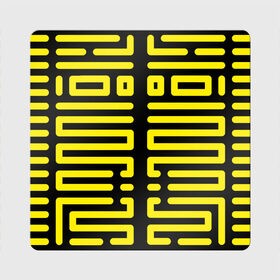 Магнит виниловый Квадрат с принтом полосы, линии, узор, в Кировске, полимерный материал с магнитным слоем | размер 9*9 см, закругленные углы | жёлтый | киберпанк | линии | орнамент | полосы | узор | футуризм