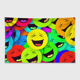 Флаг-баннер с принтом смайлы, улыбки, разноцветный, в Кировске, 100% полиэстер | размер 67 х 109 см, плотность ткани — 95 г/м2; по краям флага есть четыре люверса для крепления | Тематика изображения на принте: разноцветный | смайлы | улыбки | эмоции