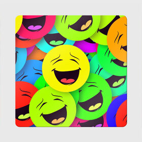 Магнит виниловый Квадрат с принтом смайлы, улыбки, разноцветный, в Кировске, полимерный материал с магнитным слоем | размер 9*9 см, закругленные углы | разноцветный | смайлы | улыбки | эмоции