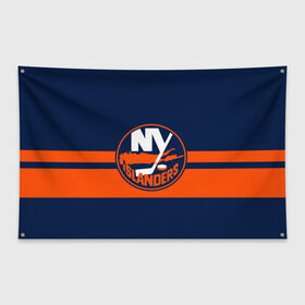 Флаг-баннер с принтом NY ISLANDERS NHL в Кировске, 100% полиэстер | размер 67 х 109 см, плотность ткани — 95 г/м2; по краям флага есть четыре люверса для крепления | hockey | islanders | logo | new york | ny | sport | usa | исландерс | логотип | нхл | нью йорк | спорт | хоккей