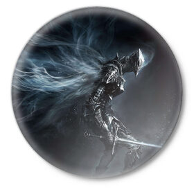 Значок с принтом Ночной рыцарь в Кировске,  металл | круглая форма, металлическая застежка в виде булавки | ночной рыцарь | рыцарь | рыцарь с мечом | фентези | фэнтези